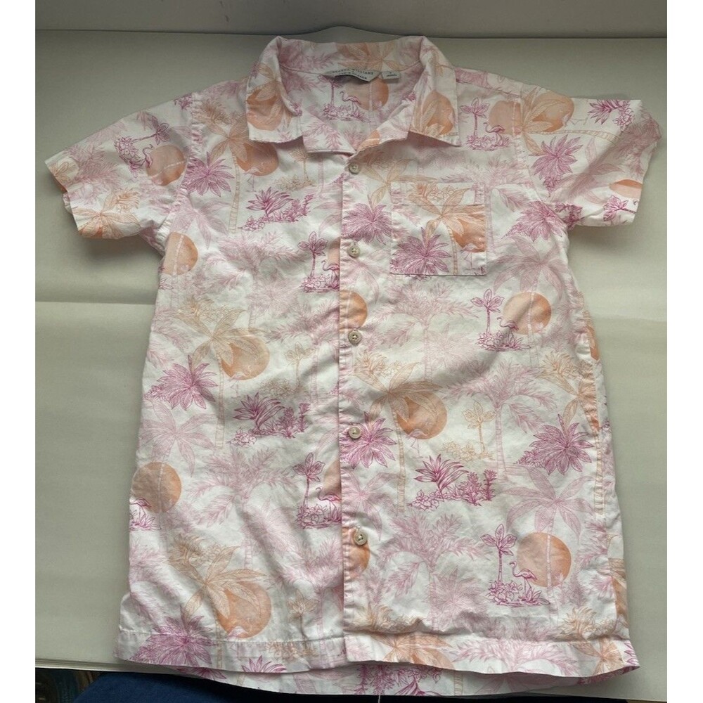 Serena Williams x Janie and Jack Pink Palm Leaf Print Shirt Top Boys 8 Tropical